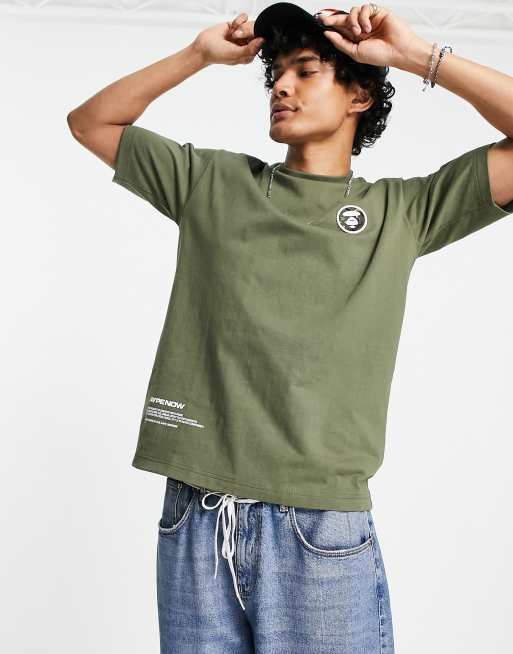 AAPE By A Bathing Ape – T-shirt o pudełkowym kroju w kolorze khaki