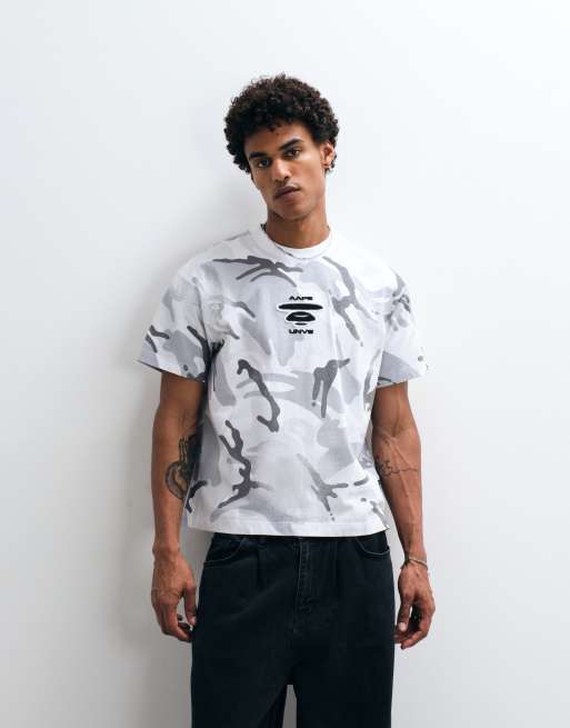 Aape by A Bathing Ape - T-shirt oversize bianca mimetica, 3 di 5