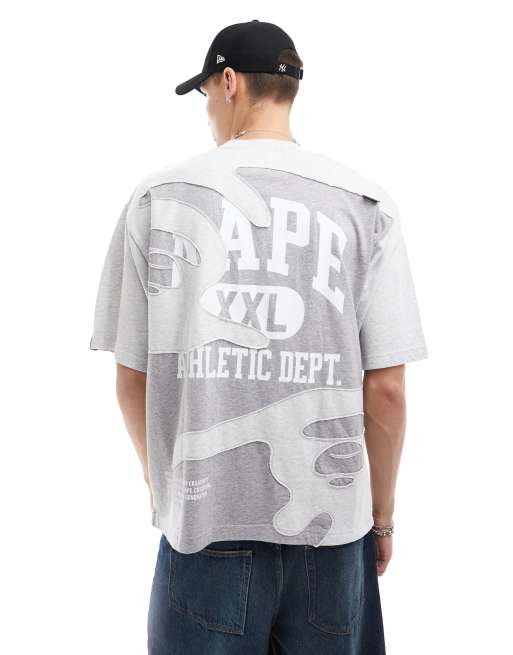 Aape By A Bathing Ape - T-shirt oversize grigia con dettaglio cut and sew