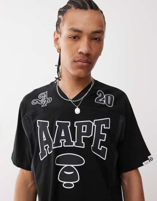 Aape by A Bathing Ape - T-shirt sportiva in jersey nera con logo , 2 di 4