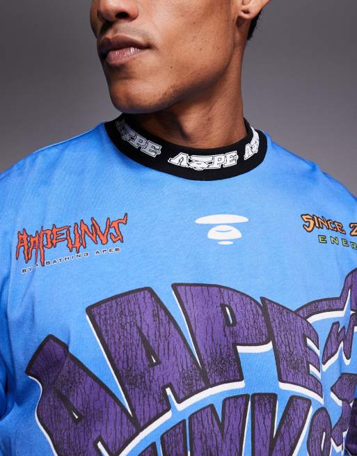Aape by A Bathing Ape - T-shirt style motocross à manches longues - Bleu, 5 de 5