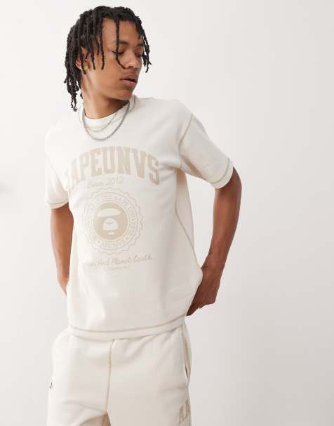 Aape by A Bathing Ape reversible campus logo t-shirt in off white 