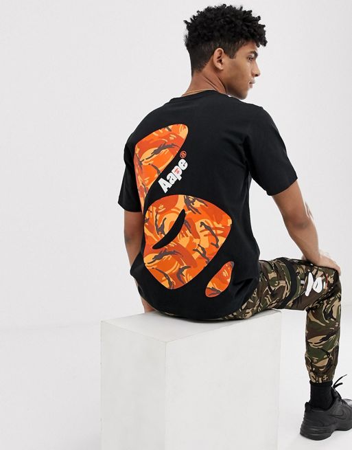 AAPE By A Bathing Ape t-shirt with large camo back print in black | ASOS