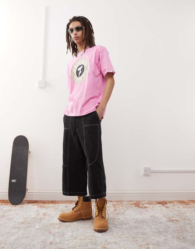 Aape by A Bathing Ape t-shirt with logo print in pink | ASOS