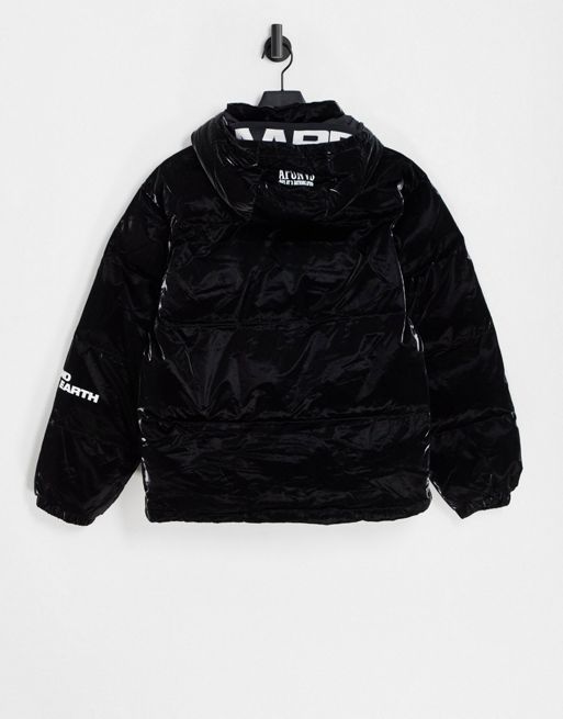 AAPE By A Bathing Ape taped puffer jacket with detachable hood in black