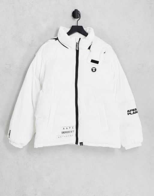 AAPE By A Bathing Ape taped puffer jacket with detachable hood in