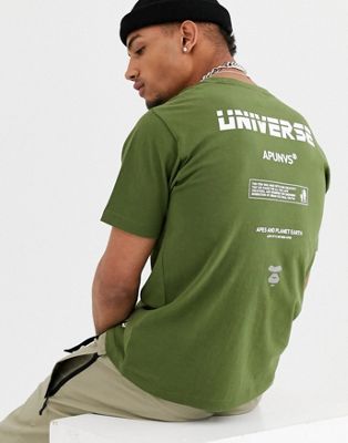 AAPE By A Bathing Ape – Tech Army 3M – Khakifärgad t-shirt med logga-Grön