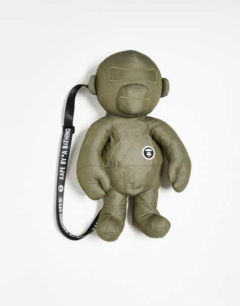 Aape By A Bathing Ape teddy bear back pack in dark khaki - view 1