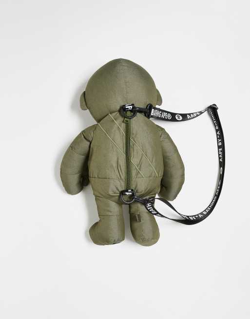 Aape By A Bathing Ape teddy bear backpack in dark khaki green