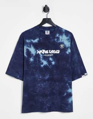 AAPE By A Bathing Ape tie-dye bubble print t-shirt in navy