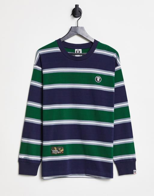 AAPE BY A BATHING APE® - Top a maniche lunghe blu navy a righe