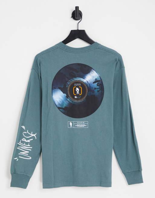 AAPE by A Bathing Ape - Top met lange mouwen en hip hop-print op de achterkant in grijs