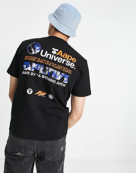 AAPE By A Bathing Ape universe t-shirt in black - view 1