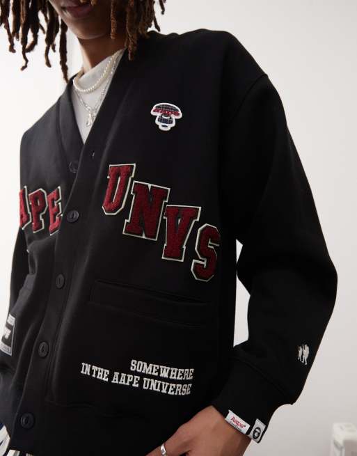 AAPE By A Bathing Ape university cardigan in black | ASOS