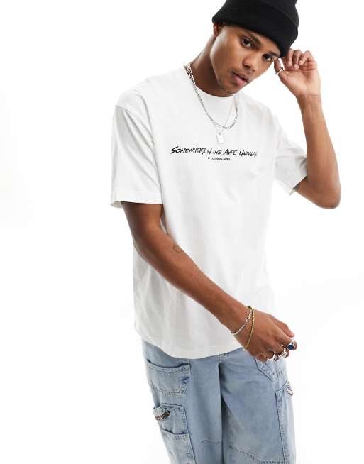 AAPE By A Bathing Ape® – Vit t-shirt med kamouflagefärgat reflextryck