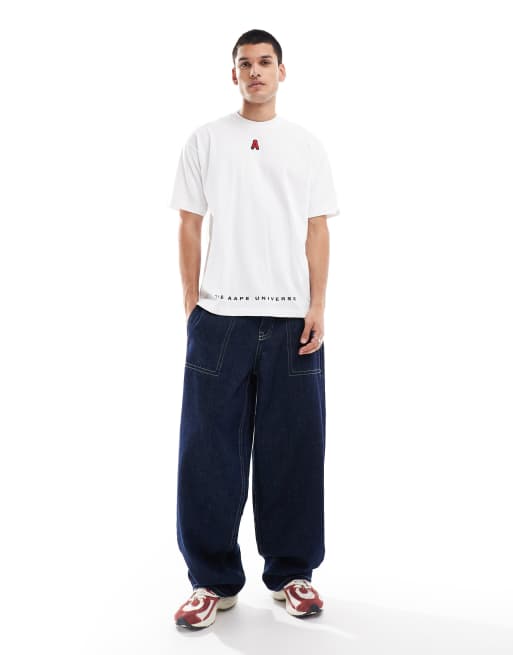 Aape by A Bathing Ape – Vit t-shirt med präglad logga, 3 av 4