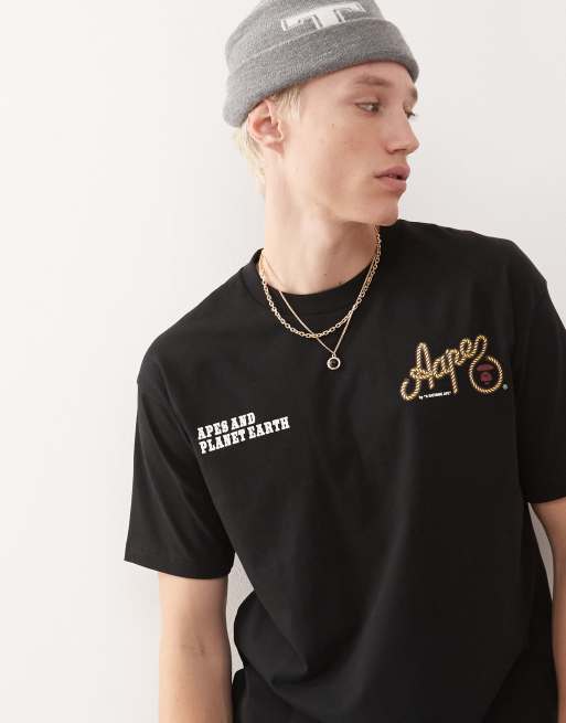 Aape by A Bathing Ape western logo t-shirt back print in black 