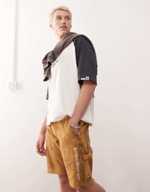 AAPE BY A BATHING APE worker carpenter shorts in beige | ASOS