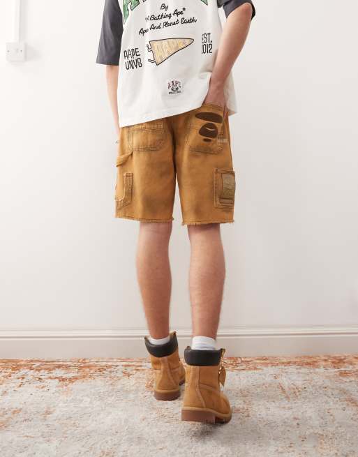 AAPE BY A BATHING APE worker carpenter shorts in beige | ASOS