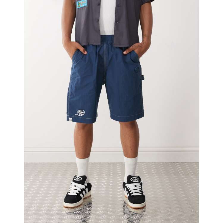 A BATHING APE ネイビーショートパンツ XL A BATHING APE（アベイシングエイプ） パンツ COLLEGE BEACH RELAXED