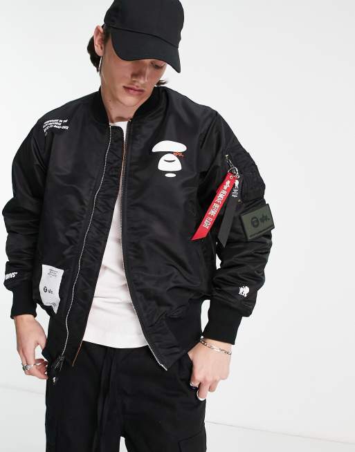 AAPE By A Bathing Ape x Alpha Industries - Omkeerbaar bomberjack in zwart