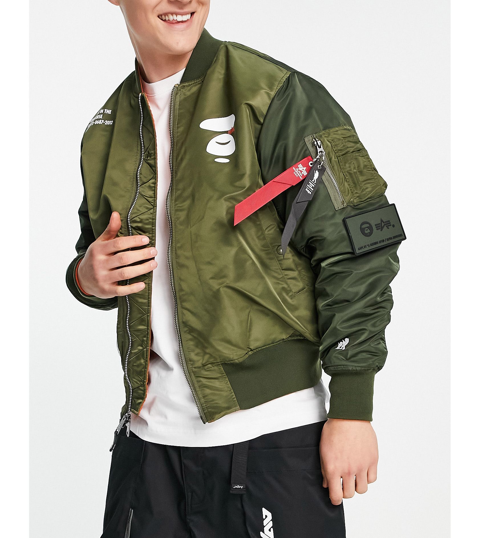 AAPE By A Bathing Ape x Alpha Industries reversible bomber jacket ...