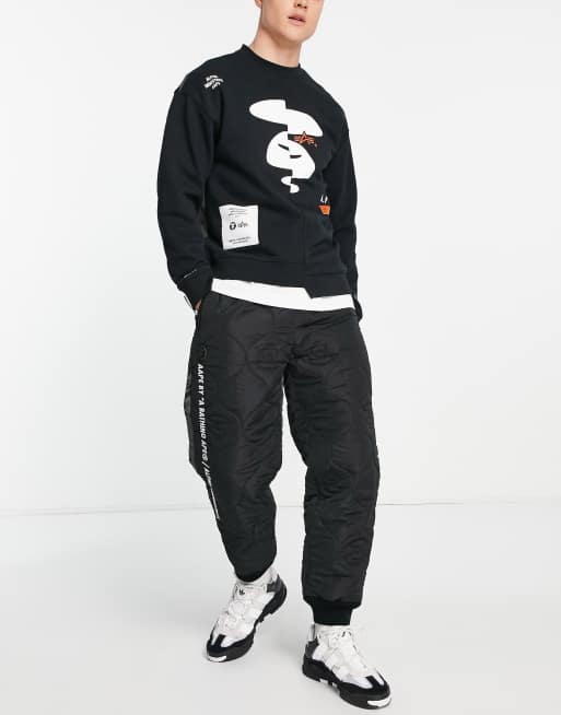 AAPE By A Bathing Ape x Alpha Industries split sweatshirt in black