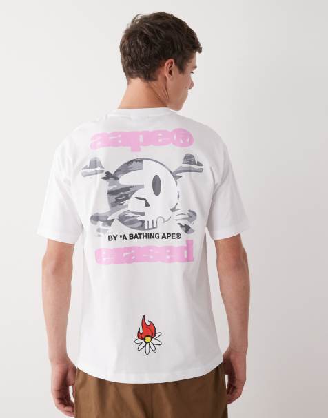 AAPE By A Bathing Ape x Erased – Biały T-shirt o pudełkowym kroju - view 1