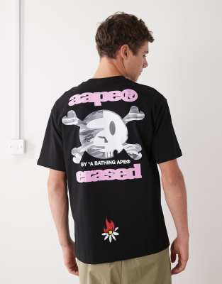 Aape by A Bathing Ape x Erased boxy oversized T-shirt in black | ASOS