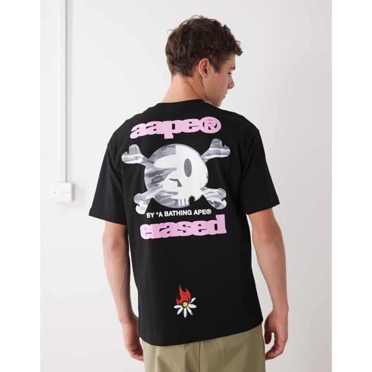 トップス AAPE BY A BATHING APE Aape by A Bathing Ape x Erased boxy oversized T-shirt in black | ASOS