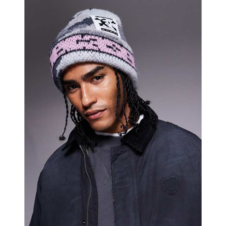 Aape by A Bathing Ape x Erased knit beanie in grayscale camo | ASOS
