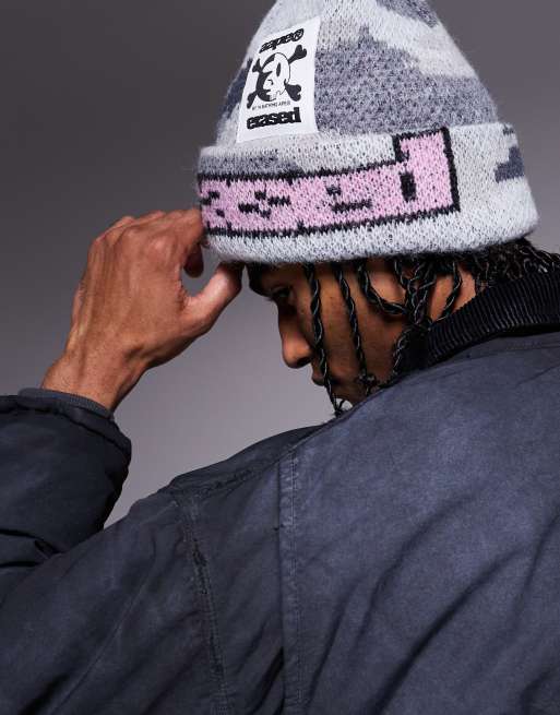 Aape by A Bathing Ape x Erased knit beanie in grayscale camo | ASOS