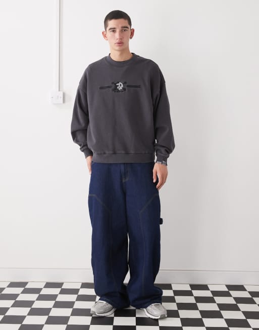 Aape by A Bathing Ape x Erased - Oversized sweatshirt in zwart met wassing, 2 van 5