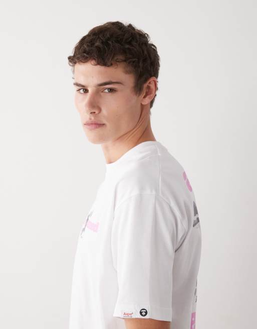 Aape by A Bathing Ape x Erased – Vit t-shirt med boxig passform, 4 av 5