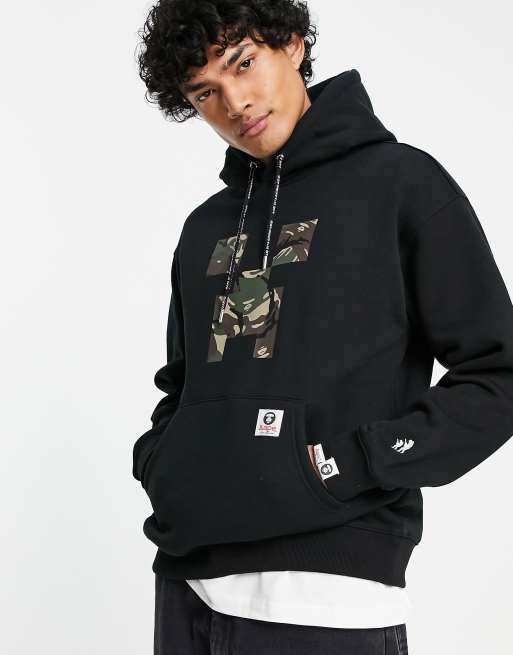 AAPE By A Bathing Ape x Minecraft logo back print hoodie in black