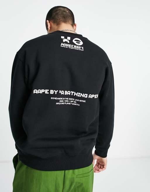 AAPE By A Bathing Ape x Minecraft logo sweatshirt in black | ASOS