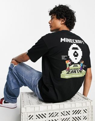 AAPE By A Bathing Ape x Minecraft target back print t-shirt in black