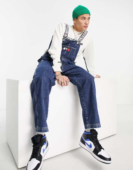 AAPE By A Bathing Ape x Tommy Hilfiger – Blå hängselbyxor i denim