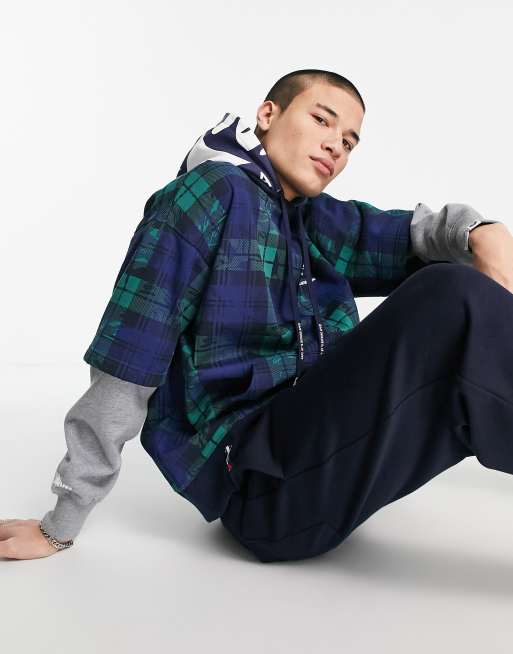 Tommy jeans best sale plaid hoodie