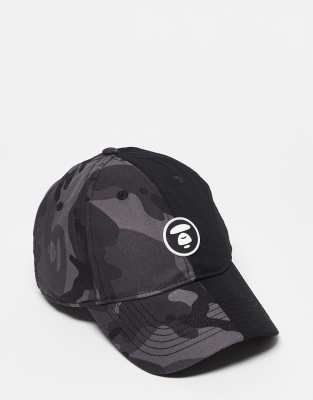 Aape By A Bathing Ape Aape Logo Cap In Half Camo Print In Black