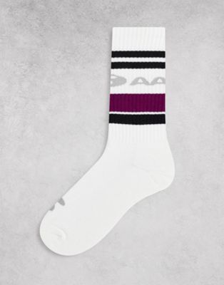 AAPE logo stripe socks in cream
