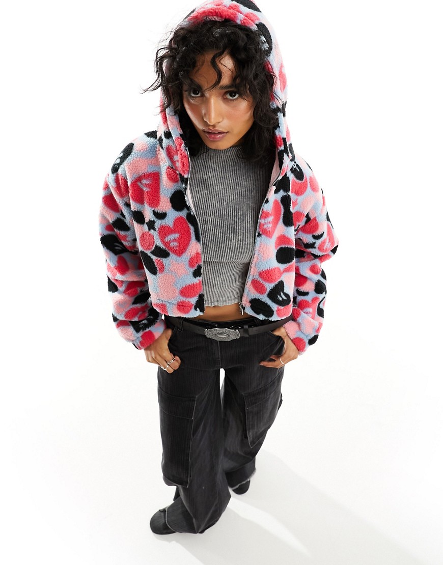 Aapee by A Bathing Ape cropped camo hoodie in pink