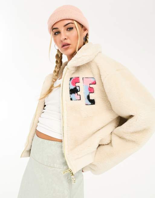 Faux fur cheap ivory jacket