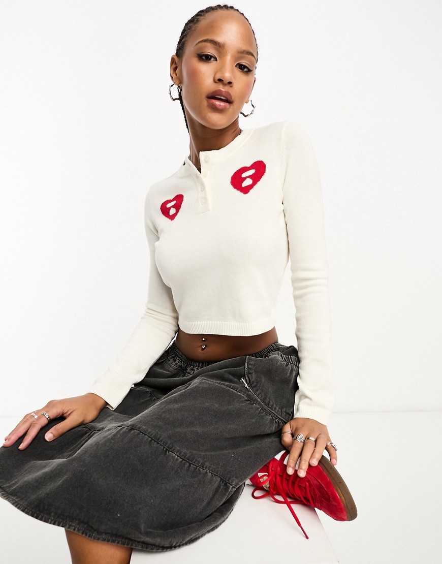 Aapee by A Bathing Ape knitted crop top in off white