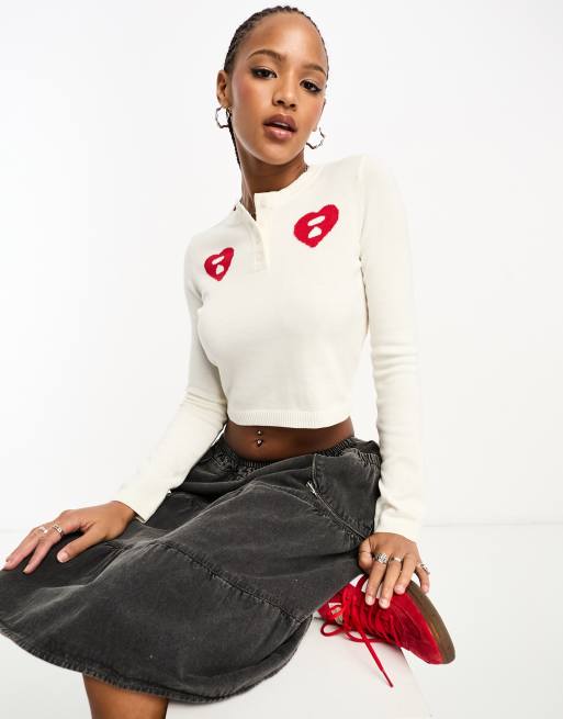 Aapee by A Bathing Ape knitted crop top in off white | ASOS