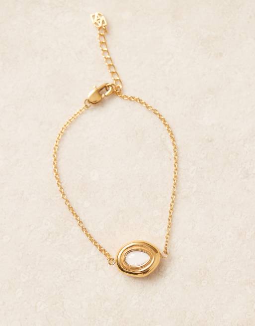 Abbott Lyon – 18K guldpläterat armband med smält design och pärla i rostfritt stål, 3 av 3