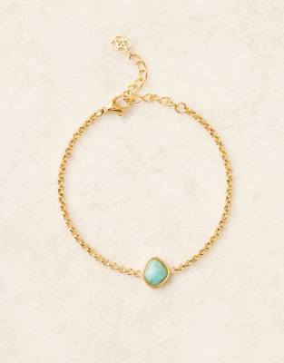 Abbott Lyon - 18k-vergoldetes Armband aus wasserfestem Edelstahl mit blauem Amazonit-Steindetail-Goldfarben