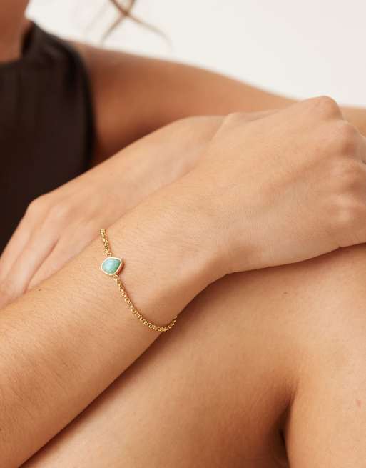Abbott Lyon – 18k-vergoldetes Armband aus wasserfestem Edelstahl mit blauem Amazonit-Steindetail, 2 von 3