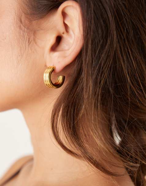 Abbott Lyon 20mm triple layer hoop earrings in 18k gold plated waterproof stainless steel - view 1