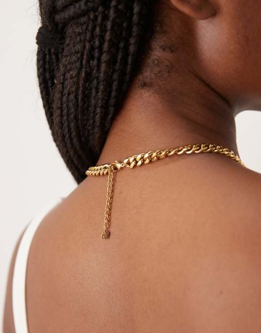 Abbott Lyon A initial chunky choker necklace in 18k gold plated waterproof stainless steel, 3 of 3